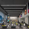 Spacious Modern Fitness Gym Interior With Workout Equipment And Wall Posters