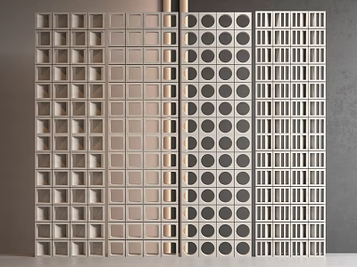 Stylish Room Dividers With Geometric Square Circle And Grid Patterns For Modern Interior 3d model