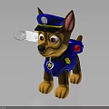 Cartoon Police Dog Character In Blue Uniform With Police Hat And Red Equipment