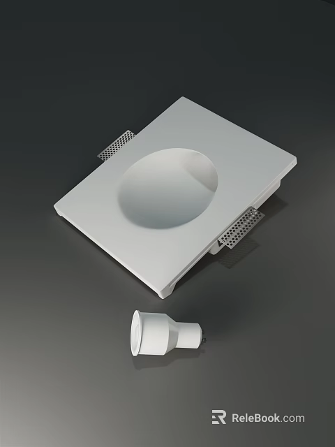Modern White Square Wall Lamp with Grid Side Details and Mounting Structure Design 3d model 
