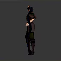 Elegant Fantasy Woman With Purple Hair Green Outfit Bow And Arrow Quiver
