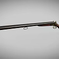 Old Fashioned Shotgun With Long Metal Barrel And Wooden Vintage Stock Design