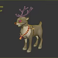 Cheerful Cartoon Reindeer With Red Nose Colorful Collar And Bells