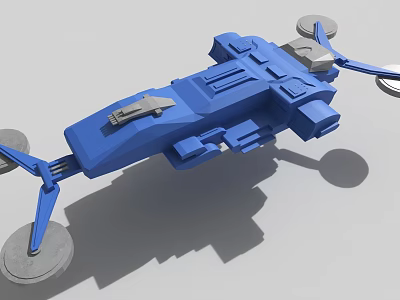 Detailed Blue Mechanical Structure Featuring Wheels And Robotic Arm Components 3d model