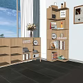 Nordic Solid Wood Corner Bookcase Side Cabinet Corner Cabinet Bookcase Sideboard Low Bookcase Decorative Cabinet Locker Combination 3d model