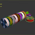 Colored Adhesive Tape Rolls In Various Shades Arranged On Reflective Surface