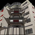 Exquisite Traditional Chinese Wooden Carved Paifang Eave Architectural Component With Surrounding Modern Building Facade