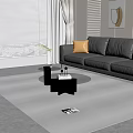 Modern Living Room With Glass Top Coffee Table Black Leather Sofa And Orange Pillow
