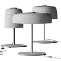 Illuminated Transparent Brown Green Table Lamps with Round Base and Black Pole