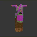 Vibrant Traditional Ethnic Outfit With Pink Blouse Green Skirt And Golden Trim Details