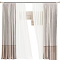 Modern Elegant Curtain Design With Double Layer Beige Outer And White Sheer Inner Fabric 3d model