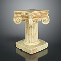 Ancient Classical Column Ornament With Volute Capital Fluted Shaft And Square Base 3d model