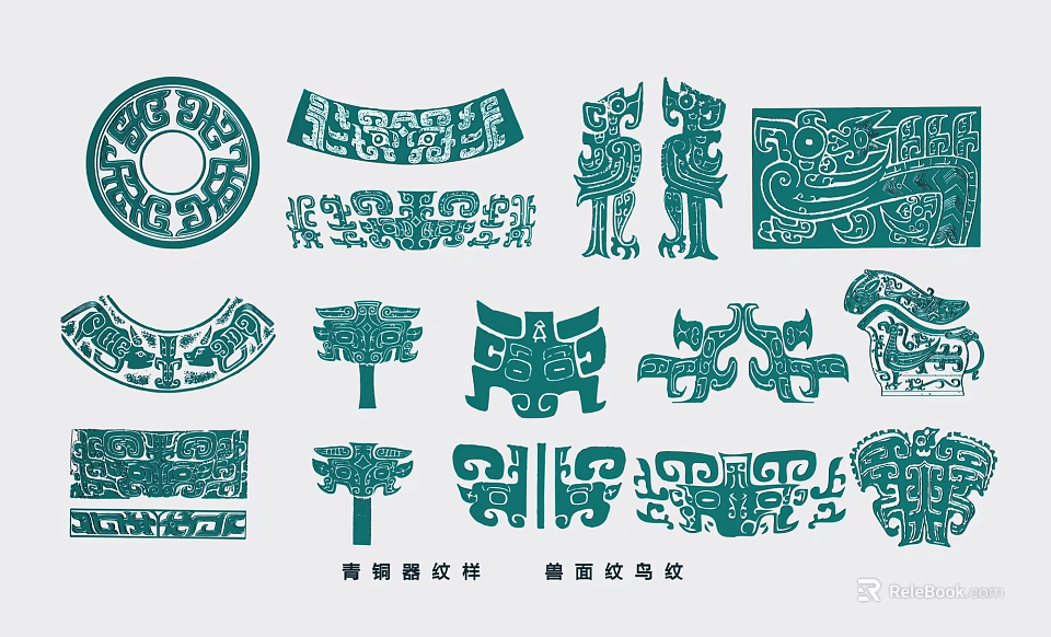 Wall Decor with bronze patterns including beast face and bird designs 3d model