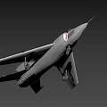 Gray Fighter Jet Flying with Aerodynamic Wings Detailed Fuselage and Sharp Nose Against Dark Background