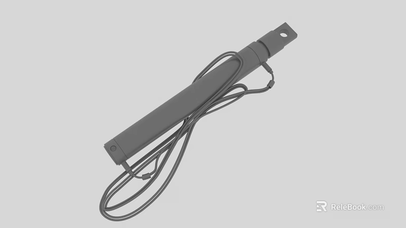 Gray Mechanical Component With Long Strip Design Black Cable And Mounting Hole 3d model
