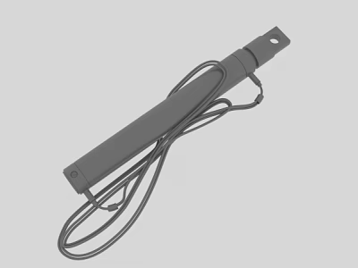 Gray Mechanical Component With Long Strip Design Black Cable And Mounting Hole 3d model