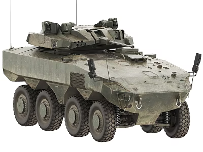 Modern Wheeled Military Tank With Six Wheels And Armored Body Design 3d model