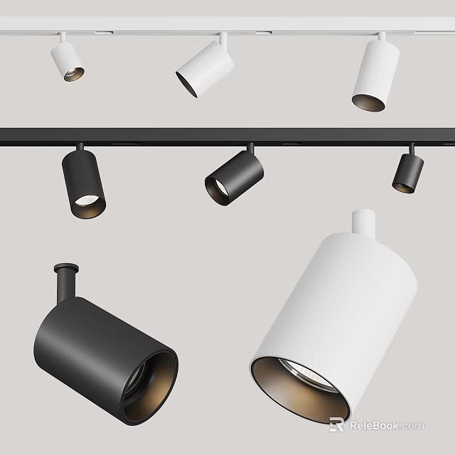 Modern Black and White Downlights and Spotlights with Sleek Design for Home Ceiling Lighting 3d model 