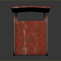 Red Distressed Dining Chair With Metal Frame And Simple Design