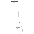 Modern Chrome Shower Faucet With Handheld Sprayer And Adjustable Rod