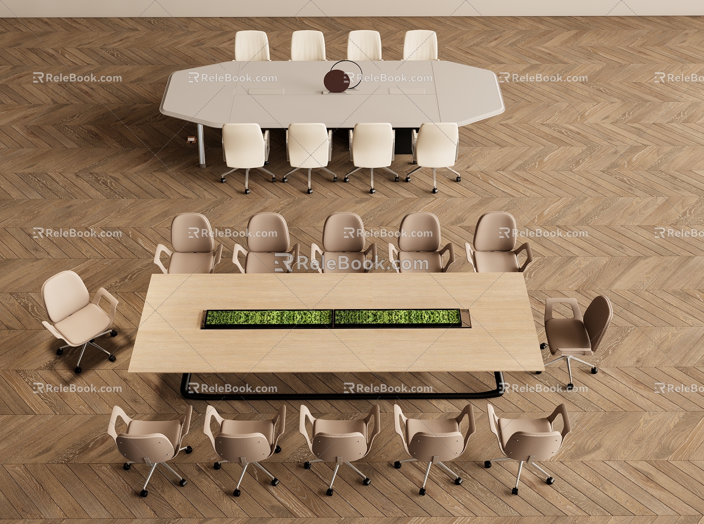 Simple long conference table 3d model