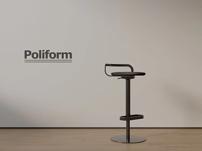 Modern Minimalist Poliform Bar Stool With Metal Frame And Round Seat 3d model