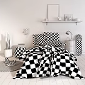 Stylish Double Bed Room With Graffiti Decor Skateboard Bedside Lamps And Pillows