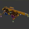 Yellow Rustic Crane Utility Vehicle With Long Boom And Support Legs Design