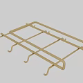 Golden Metal Storage Rack with Multi layer Design and Bottom Hooks for Home Organization