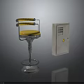 Stylish Bar Stool With Yellow Cushion Metal Frame And Adjustable Armrests