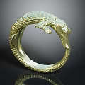 Elegant Golden Crocodile Shaped Ring Featuring Detailed Texture And Unique Design 3d model