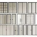Various Sliding Door Styles With Glass Panels And Modern Frames For Interior Use 3d model