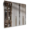 Elegant Modern Wardrobe With Vertical Striped Doors And Metal Handles