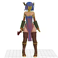 Anime Style Female Character With Pink Hair Horns Red Outfit And Weapon