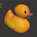 Yellow Rubber Duck Toy with Orange Beak and Black Eyes as Bath Plaything for Kids