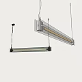 Modern Long Strip Pendant Light With Metal Frame Glass Shade And LED Lighting Design