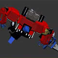 Red And Blue Train Robot With White Black Accents In Dynamic Stance