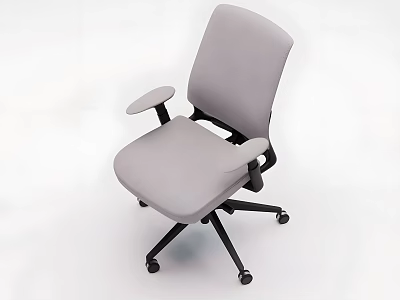 Light Gray Office Chair with Armrests Black Wheels and Swivel Base Modern Design 3d model
