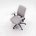Light Gray Office Chair with Armrests Black Wheels and Swivel Base Modern Design