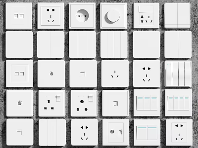 Various Types Of Modern Electrical Switch Panels With Different Designs And Functions For Home Use 3d model