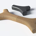 Modern Landscape Seats with Wooden Striped Design Curved Forked Structure Black and Brown Colors