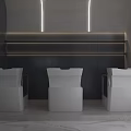 Modern Hair Salon Interior With Styling Chairs Mirrors And Marble Countertops