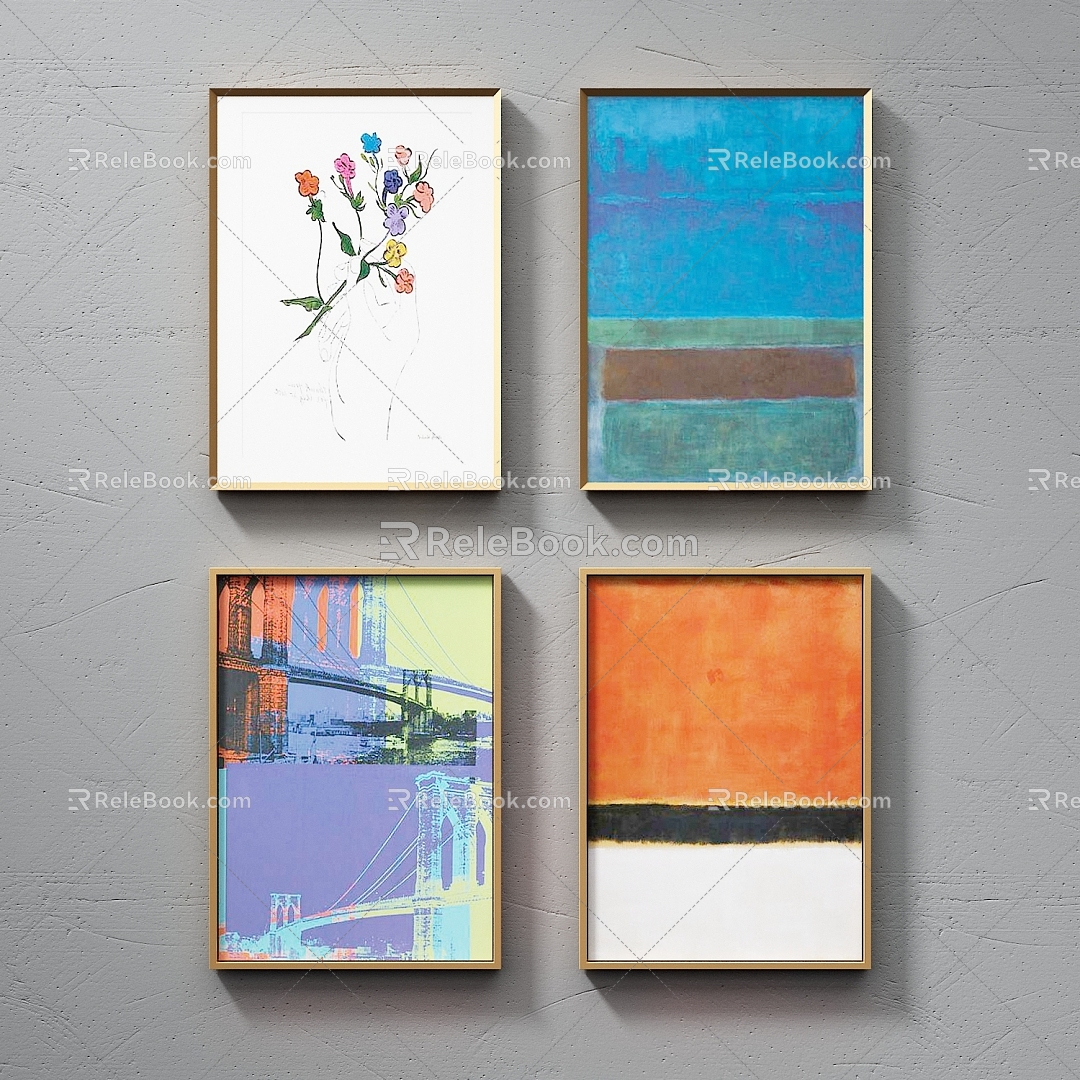 Modern Simple Abstract Painting Art Hanging Painting 3d model