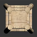 Rustic Natural Solid Wood Stool With Simple Design Four Legs And Textured Surface