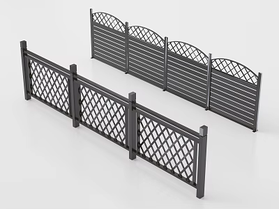 Black Metal Railings With Lattice Design And Arched Top For Outdoor Use 3d model
