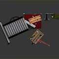 Diving Platform Diving Base Mobile Iron Frame Mobile Iron Ladder Movable Ladder Competition Watch Rack Outdoor Items 3d model