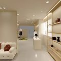 Modern Minimalist Clothing Store Interior With Mirrors Lighting And Display Racks
