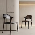 Medieval Style Dining Chairs With Dark Wooden Frame Curved Backrest And Leather Seat