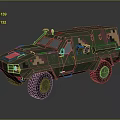 Armored Military Vehicle With Camouflage Pattern Reinforced Structure And Large Off Road Tires