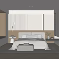 Modern Minimalist Bedroom Interior With Paneled Headboard Wall Pendant Lights And Area Rug